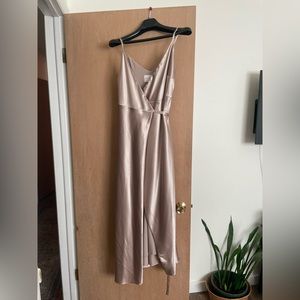 Birdy Grey Medium satin taupe wrap dress